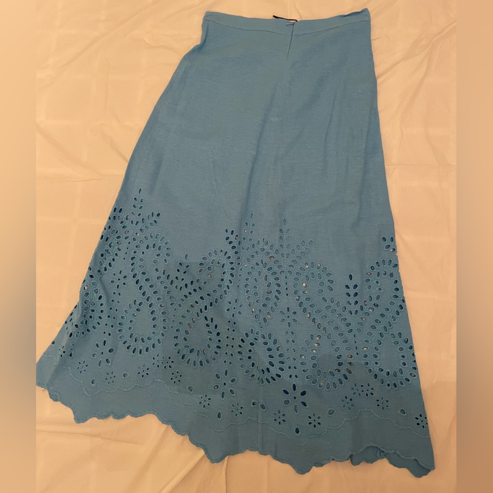 ZARA. Blue. Cotton. Eyelet. Size s. Skirt
